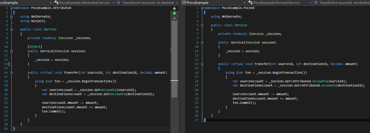 (left) IoC aware, (right) not IoC aware.